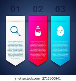 Set Frying pan, Salt and Broken egg. Business infographic template. Vector