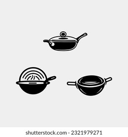 set of Frying pan vector icon vector isolated on white background