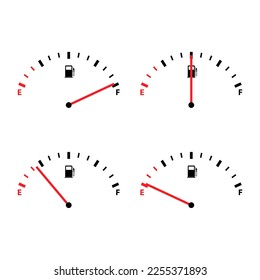 Set of Fuel car indicator icon, gauge petrol automobile meter symbol, control sign vector illustration .