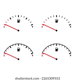 Set of Fuel car indicator icon, gauge petrol automobile meter symbol, control sign vector illustration .