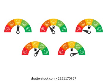 Set of Fuel car indicator icon, gauge petrol automobile meter symbol, control sign vector illustration .