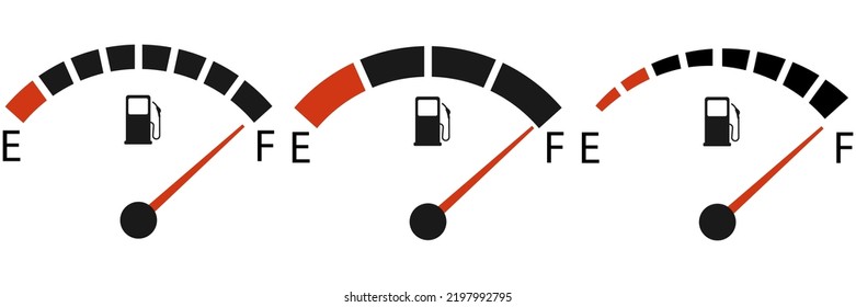 Set of Fuel gauge icon showing full. Vector illustration. Eps 10.