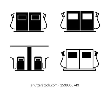 Set of Fuel Pump Icon. Consist of Four Fuel Station Icon Image Isolated on White Background. Vector Illustration.
