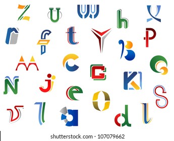 Set of full alphabet letters and icons for alphabet design, also a logo idea. Jpeg version also available in gallery