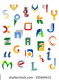 Set of full alphabet symbols from A to Z isolated on white background, such logo. Jpeg version also available in gallery