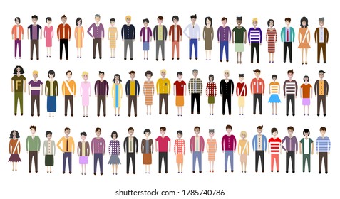 Set of full body diverse business people. Flat icons design white isolated. Vector graphic illustration. Man and woman, Different nationalities characters