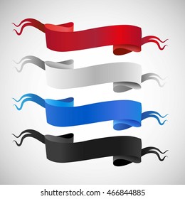 Set of full colors ribbons vector illustration.