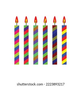 Set of full colour Candle light for birthday, cake, festival or hanukkah vector design