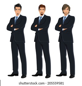 Set of full length body business man isolated on white background vector illustration