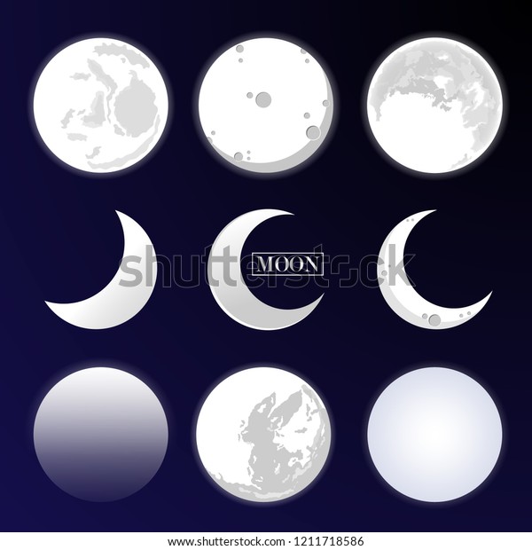 Set of\
full moon and half-moon. vector\
illustration.