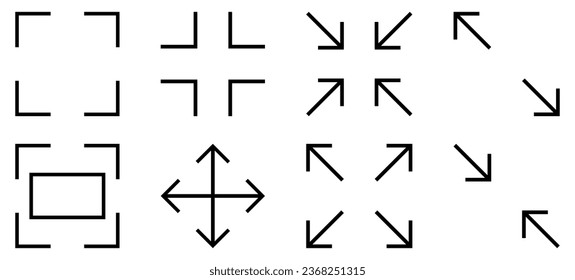 Set of full screen and exit full screen icons. Design can use for web and mobile app. Vector illustration