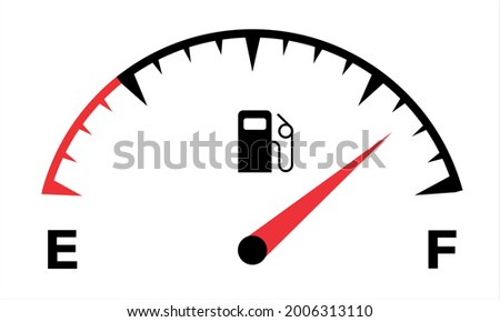Set full tank scale, gas meter, clock face fuel measurements, fuel gauge indicator, dashboard scale icon, car control sensor sign, gasoline indicatior collection icons – stock vector
