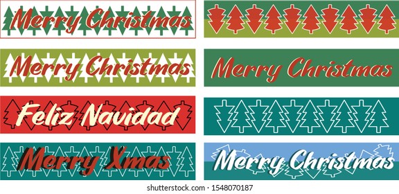 A set of fully interchangeable vintage style Christmas banners in desaturated colours