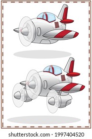 A set of fun aircraft with a propeller. Isolated on white background. Vector illustration.