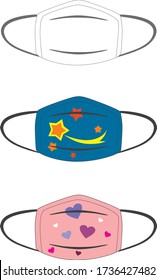 Juego de divertidas máscaras protectoras de virus brillantes.