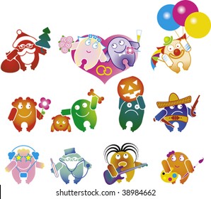 set of fun cartoon people