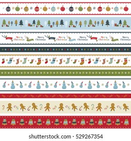 Set of Fun Christmas Continuous Border Designs
