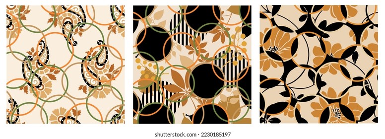 Set of fun colorful abstract pattern. Vector Illustration.