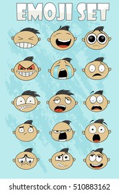 Set of fun emoticons. Emoji design. Vector illustration