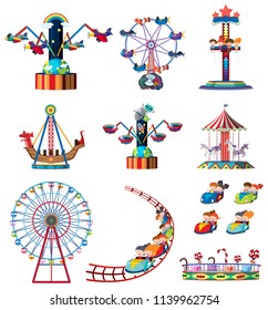 A set of fun fair rides illustration