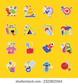 Set of Fun Gadgets Flat Stickers 

