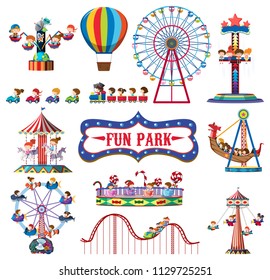 A set of fun park rides illustration