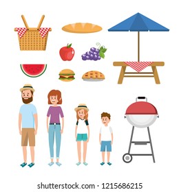 set fun picnic recreation and delicious food