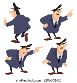 Set of fun police officers. Funny people. Illustration concept template for website, web landing page, banner, presentation, social, poster, promotion or print media.
