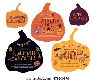 Set of Fun Pumpkin Shaped Die Cut Halloween Card Design Template