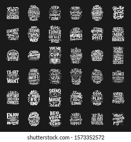 Set with fun slogans for concept design. Hand drawn illustrations. Modern calligraphy quotes. Typography tee print design. Cute lettering for kids fashion. Vector