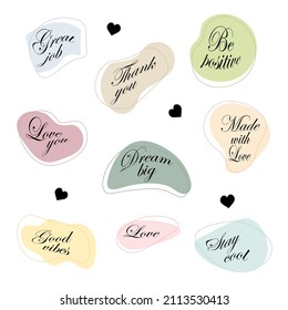 Set with fun slogans for concept design. Phrase stickers in a modern design isolated on white background
