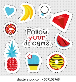 Set of fun stickers. Vector illustration.