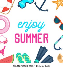 Set of fun summer holidays cards. Hello summer and sale offering vector illustration