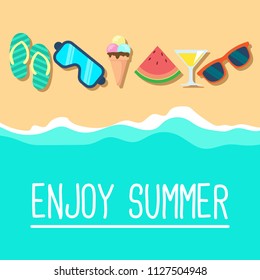 Set of fun summer holidays cards. Hello summer and sale offering vector illustration