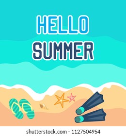 Set of fun summer holidays cards. Hello summer and sale offering vector illustration