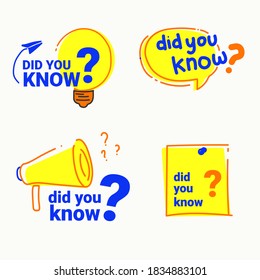 Icono de la trivia divertida, ¿sabías que el icono dibujado a mano vector fondo aislado
