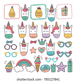 a set of fun unicorns for your design. Vector illustration
