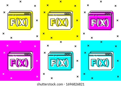 Set Function mathematical symbol icon isolated on color background.  Vector Illustration