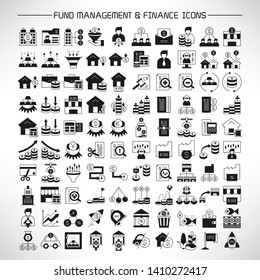 set of fund management, investment and finance icons 