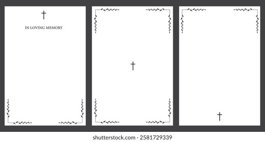 Set of funeral empty card. Funeral invitation