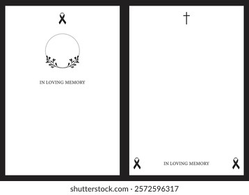 Set of funeral empty card. Funeral card with white background