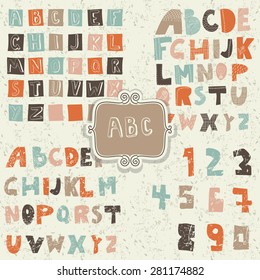 set of funky retro alphabet in vector