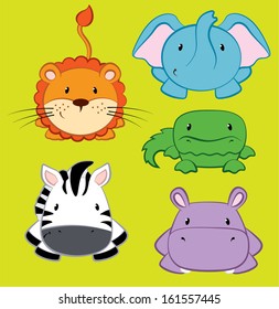 Set of Funny African Animals