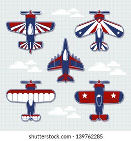 set of funny airplanes cartoon for childish decoration in vector format very easy to edit, individual objects