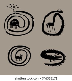 Set of funny animal silhouettes