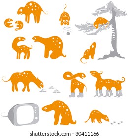 a set of funny animals