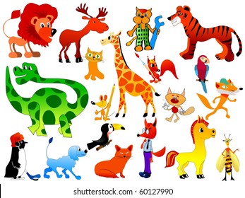 set of funny animals