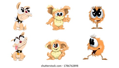 Set of funny animals in cartoon style