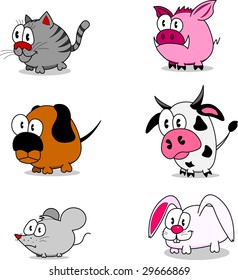 Set of funny animals isolated on white