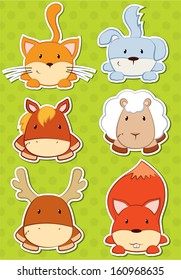 Set of funny animals stickers